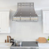 Fobest Custom Handcrafted Brushed Stainless Steel Range Hood with square rivets FSS-168 - Fobest Appliance