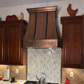 Fobest Antique Copper Range Hood with Dark Straps FCP-34