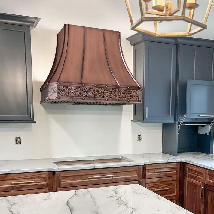 Fobest Custom Copper Range Hood with Hammer Apron FCP-99