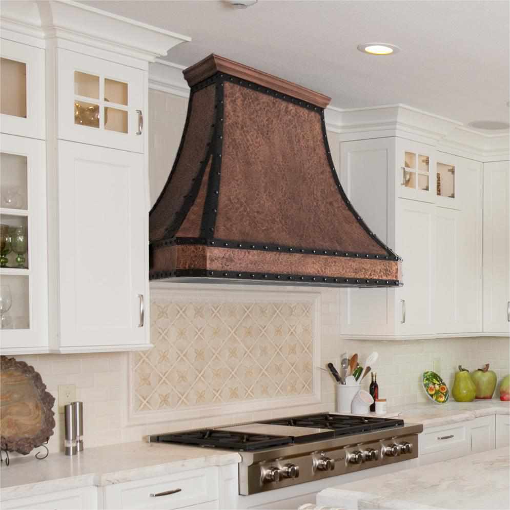 Fobest Custom Hammer Copper Kitchen Hood with Metal Frame FCP-63 - Fobest Appliance