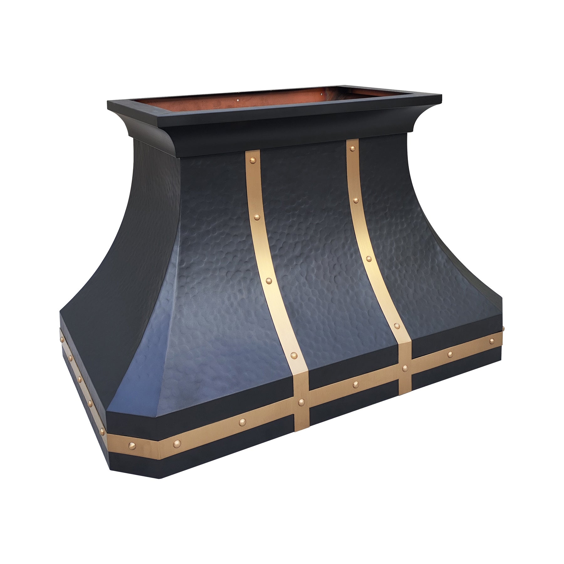 Fobest Hammered Copper Range Hood with Brass Accent FCP-216