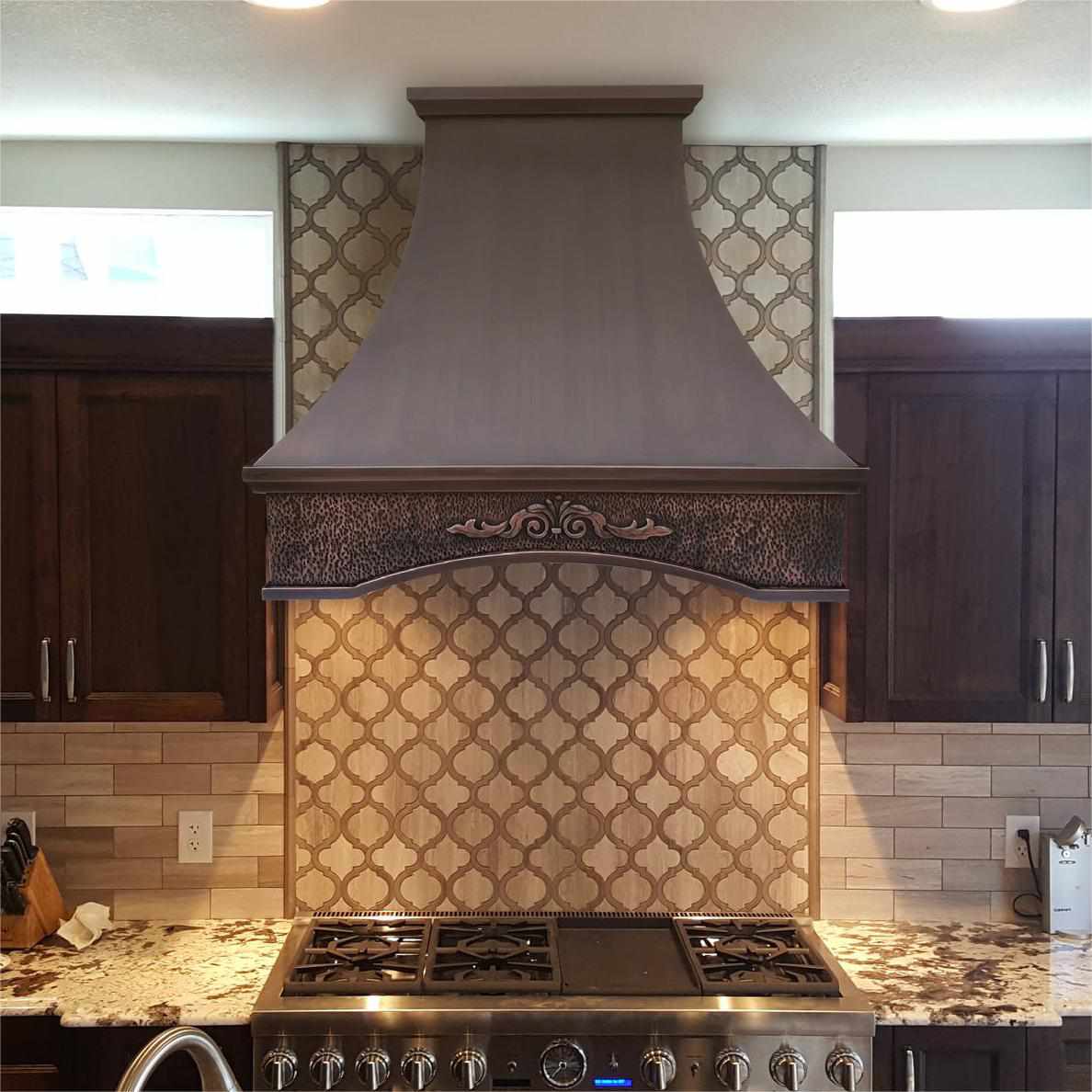 Fobest Antique Handmade Copper Range Hood with Center Apron FCP-15 - Fobest Appliance