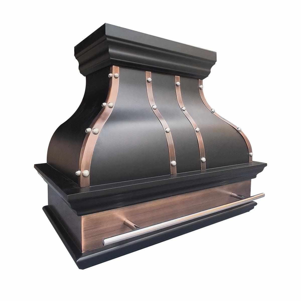 Fobest Custom Oil Rubbed Bronze Copper Range Hood with Antique Straps FCP-114 - Fobest Appliance