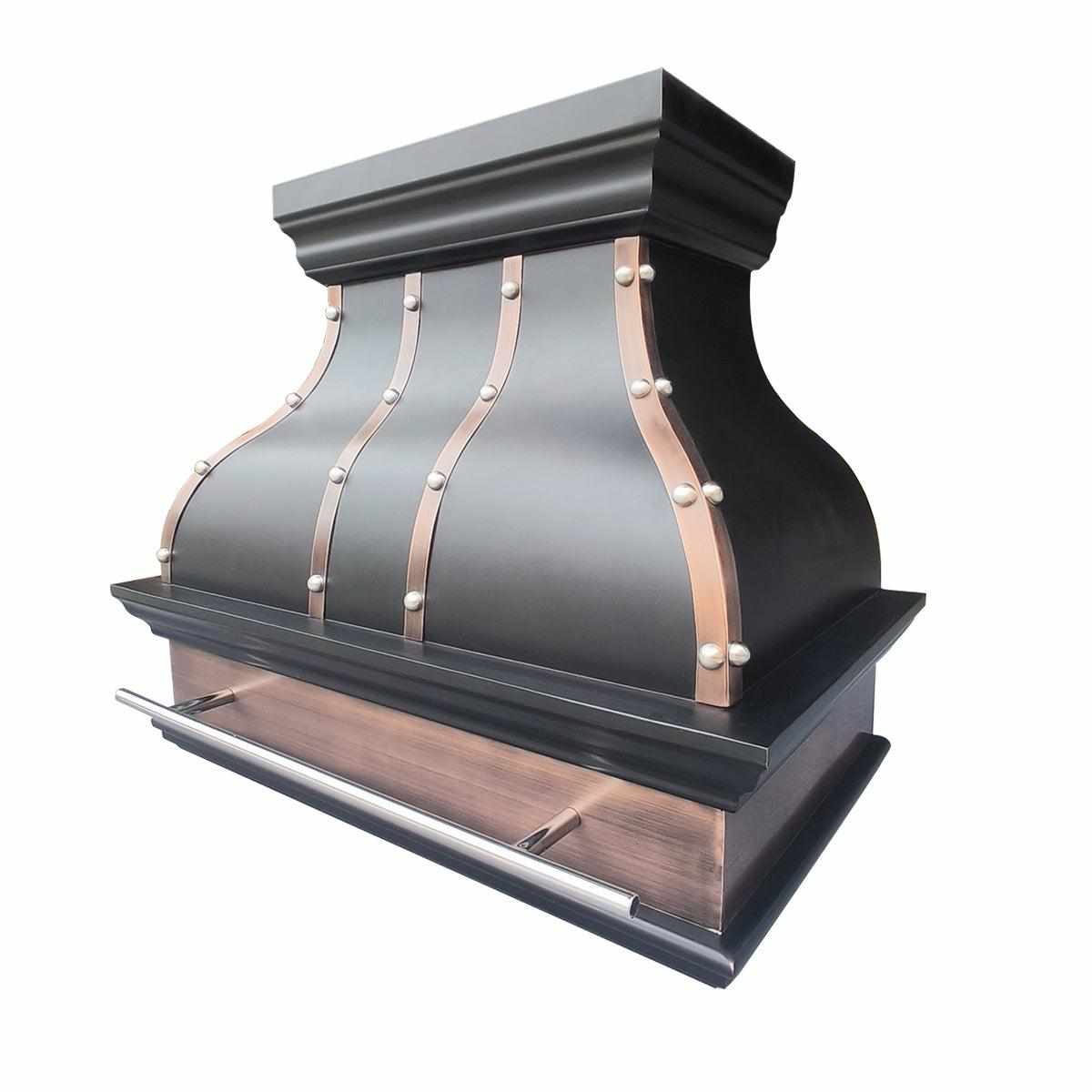 Fobest Custom Oil Rubbed Bronze Copper Range Hood with Antique Straps FCP-114 - Fobest Appliance