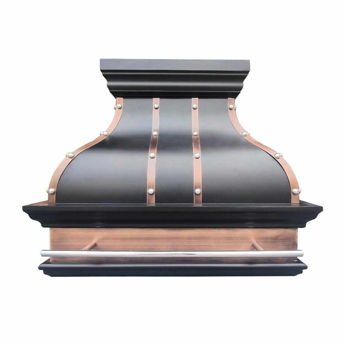 Fobest Custom Oil Rubbed Bronze Copper Range Hood with Antique Straps FCP-114 - Fobest Appliance