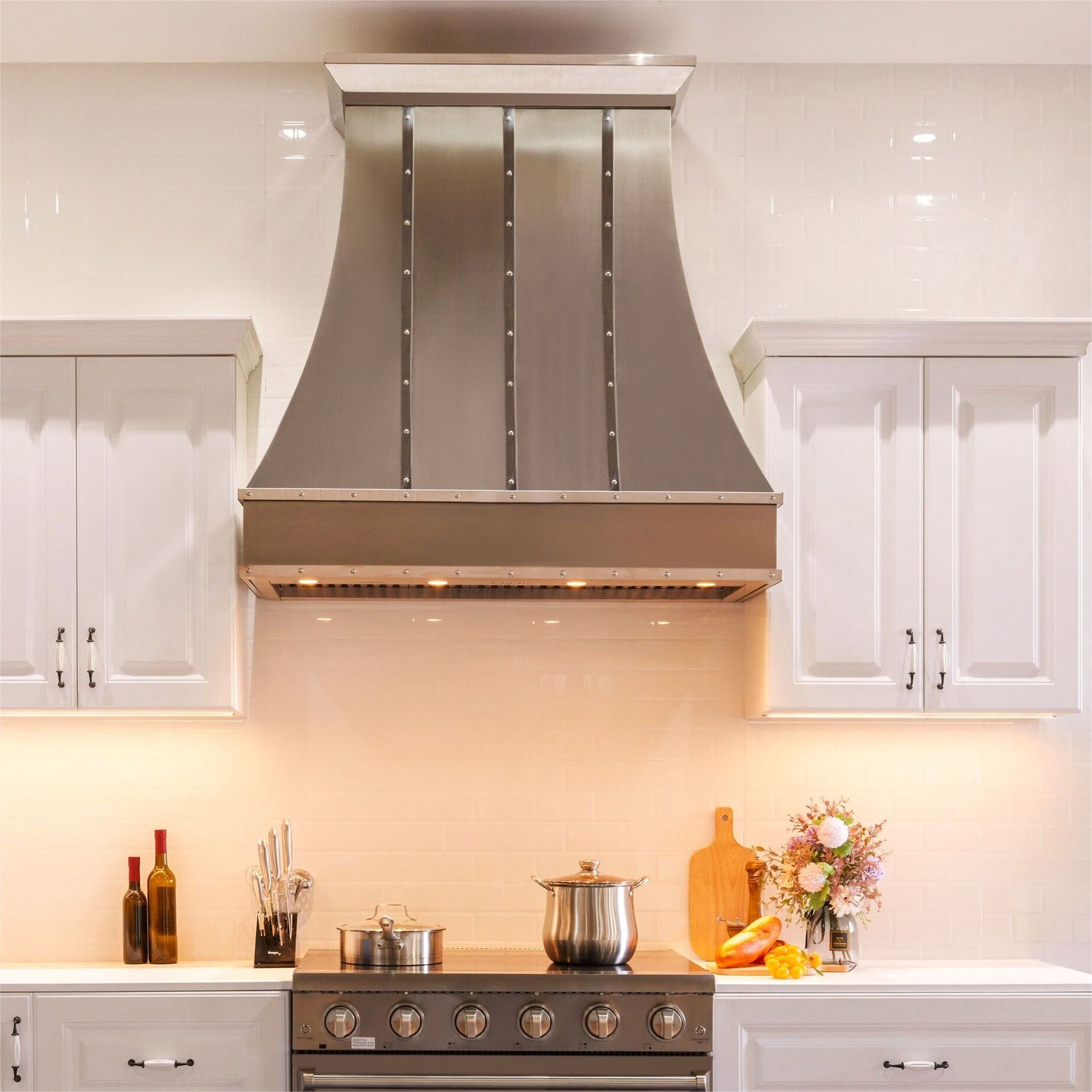 Fobest Custom Curved Stainless Steel Range Hood with Mirror Straps FSS-35 - Fobest Appliance