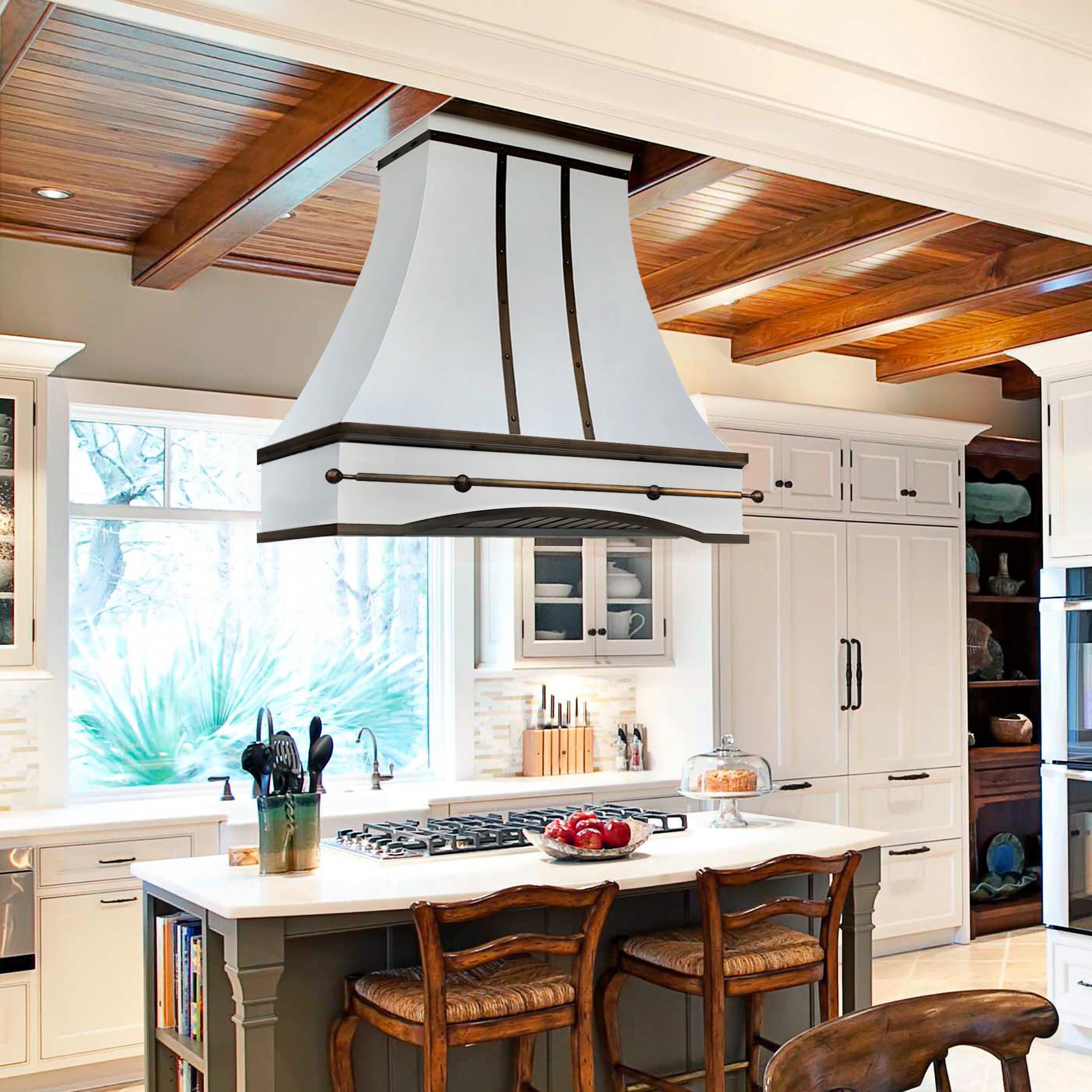 Fobest Custom Island White Range Hood FSS-335