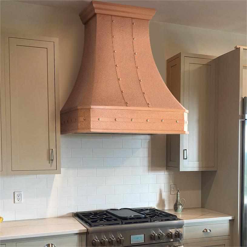 Fobest Hammered Natural Copper Kitchen Hood with Straps FCP-72 - Fobest Appliance