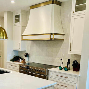 Fobest Stainless Steel White Range Hood with Gold Accents FSS-201