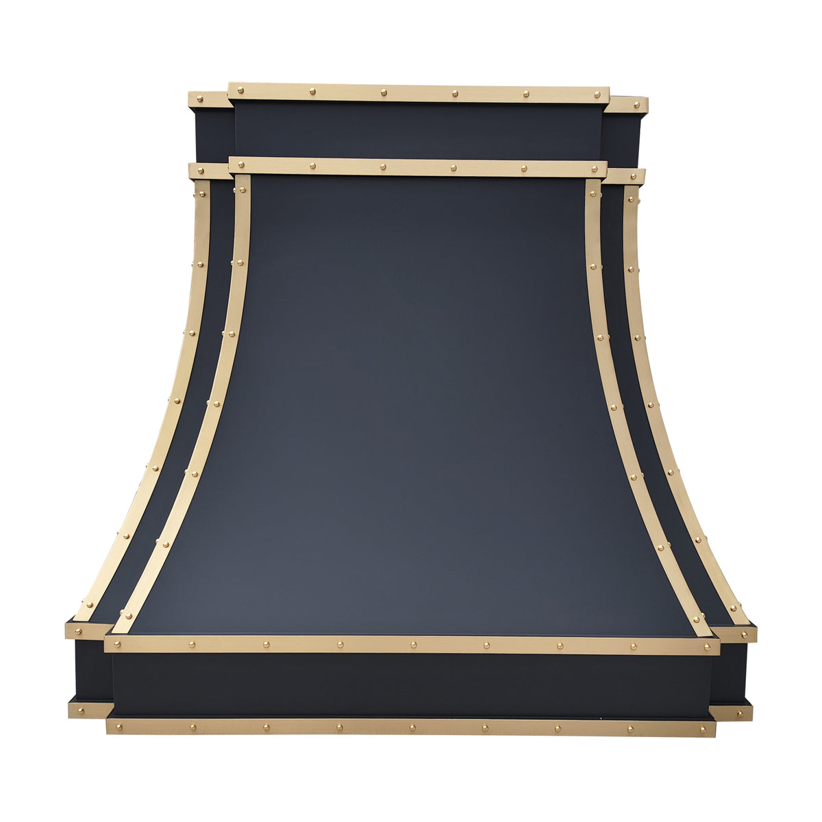 Fobest Black Stainless Steel Range Hood with Brass Trim and Rivet FSS-14