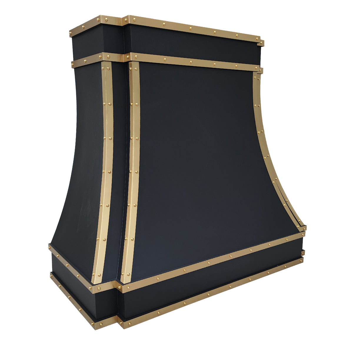 Fobest Black Stainless Steel Range Hood with Brass Trim and Rivet FSS-14