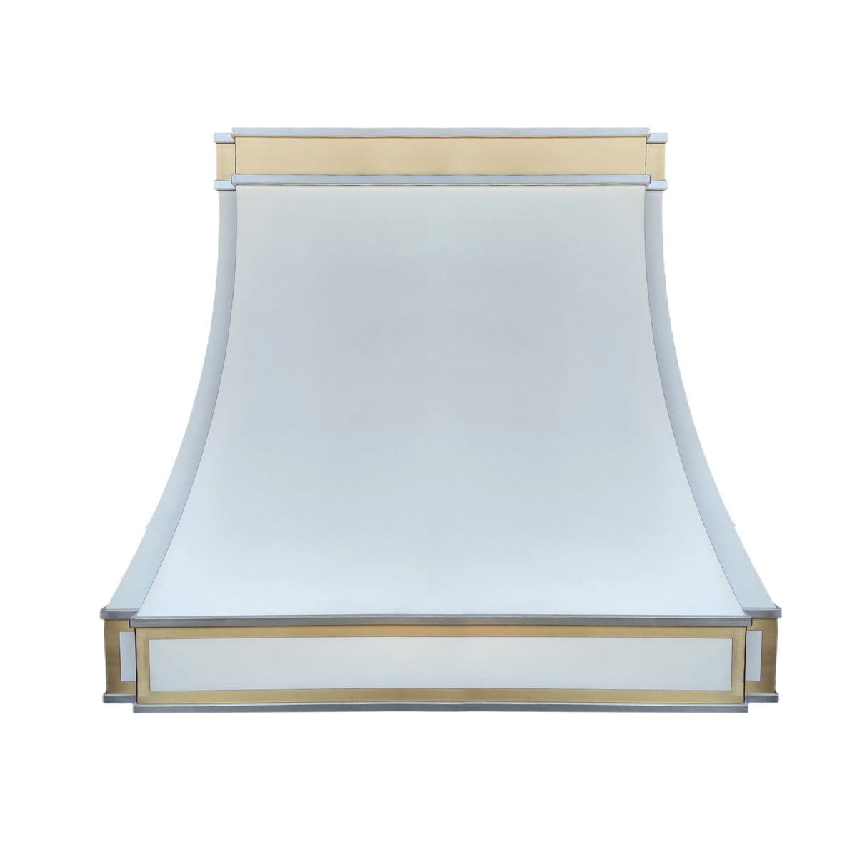 Fobest Custom White Stainless Steel Range Hood with Brass Upper Band FSS-201 - Fobest Appliance