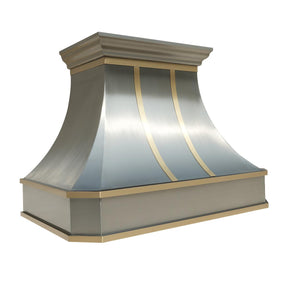 Fobest Classic Design Custom Brushed Stainless Steel Range Hood with Brass Straps and Pot Rail FSS-66 - Fobest Appliance