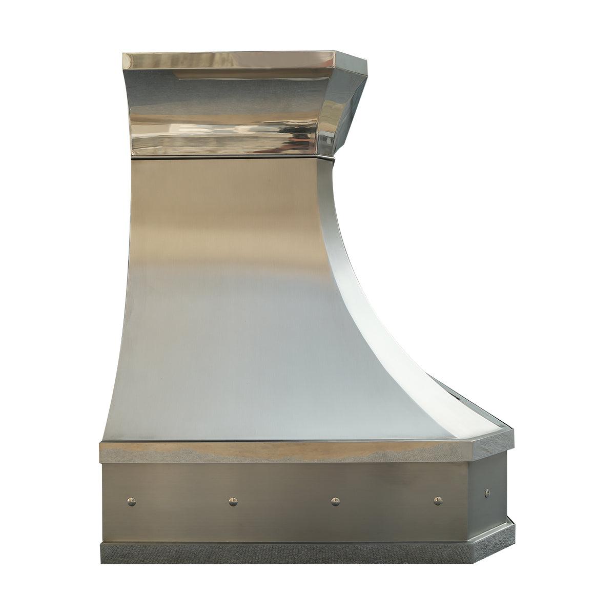 Fobest Custom Brushed Stainless Steel Range Hood with Polished Crown FSS-138 - Fobest Appliance