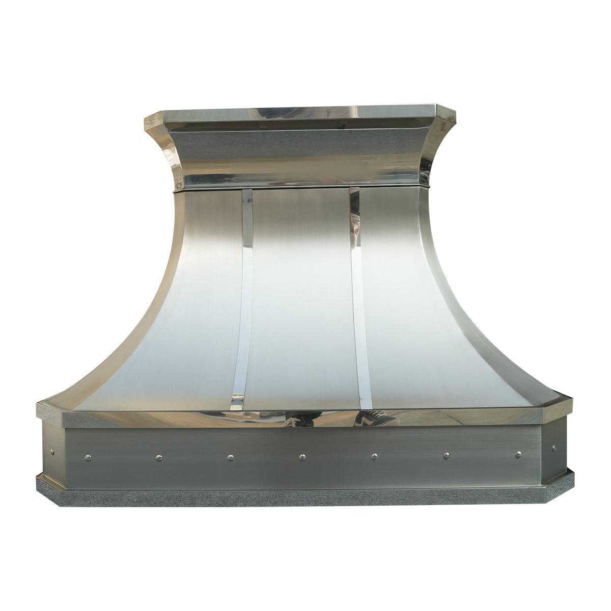 Fobest Custom Brushed Stainless Steel Range Hood with Polished Crown FSS-138 - Fobest Appliance