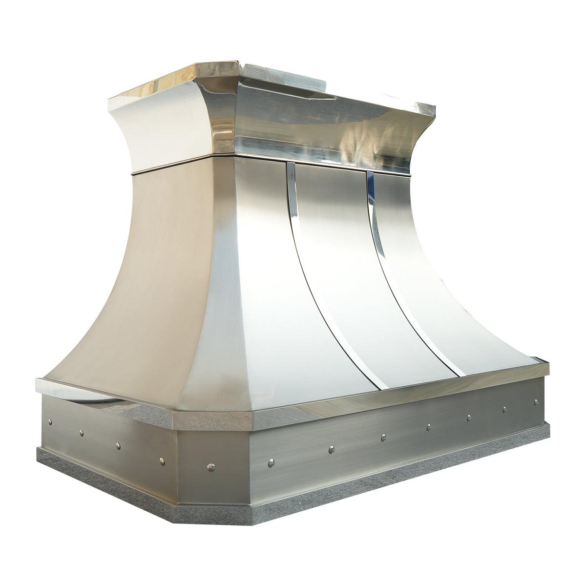 Fobest Custom Brushed Stainless Steel Range Hood with Polished Crown FSS-138 - Fobest Appliance