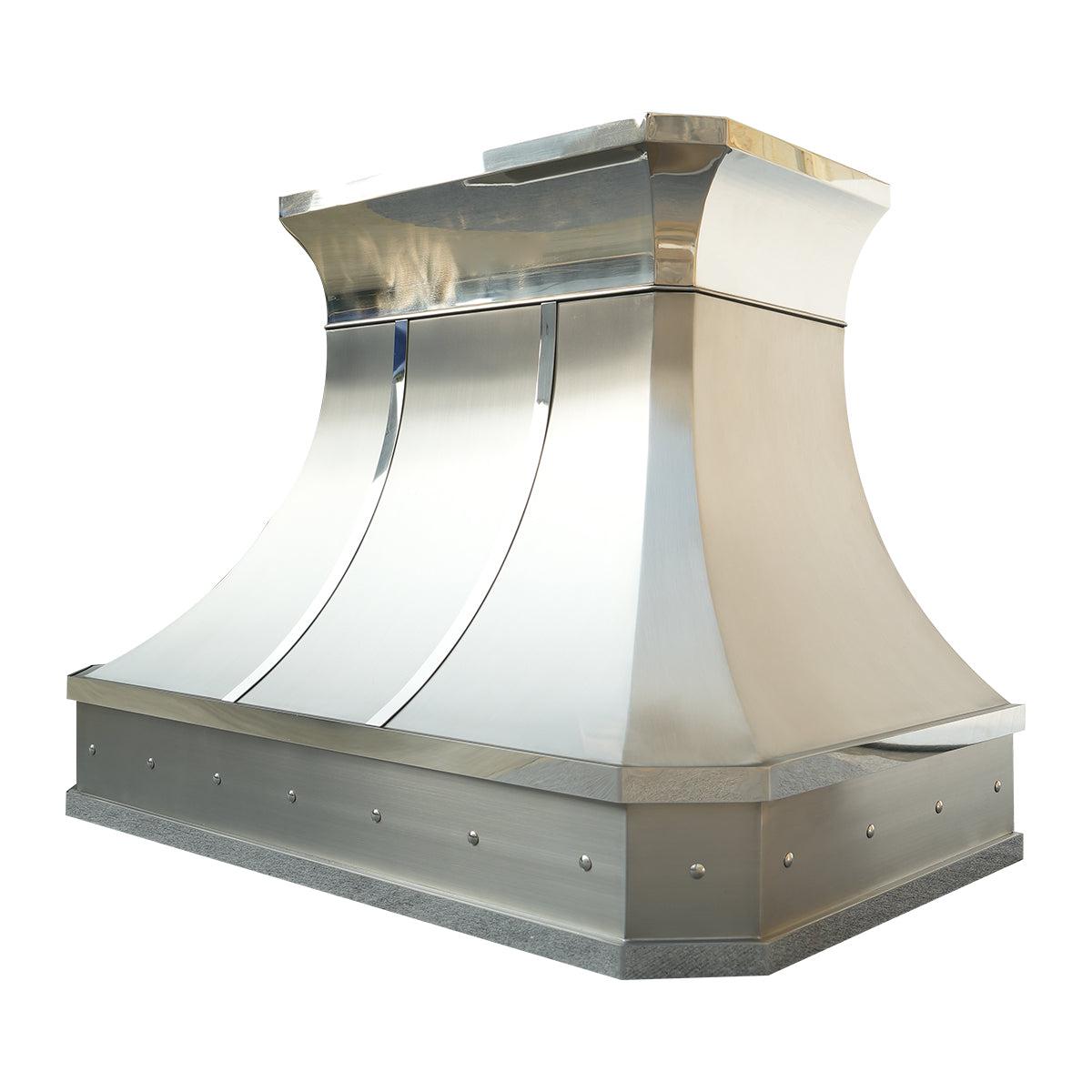 Fobest Custom Brushed Stainless Steel Range Hood with Polished Crown FSS-138 - Fobest Appliance