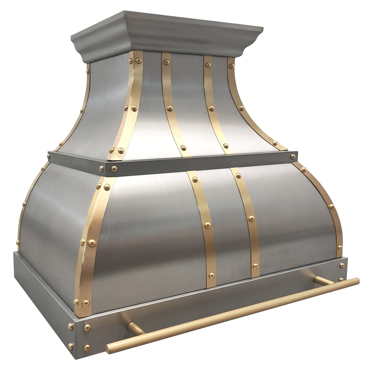 Fobest Luxury Stainless Steel Range Hood with Brass Straps and Rivets FSS-7