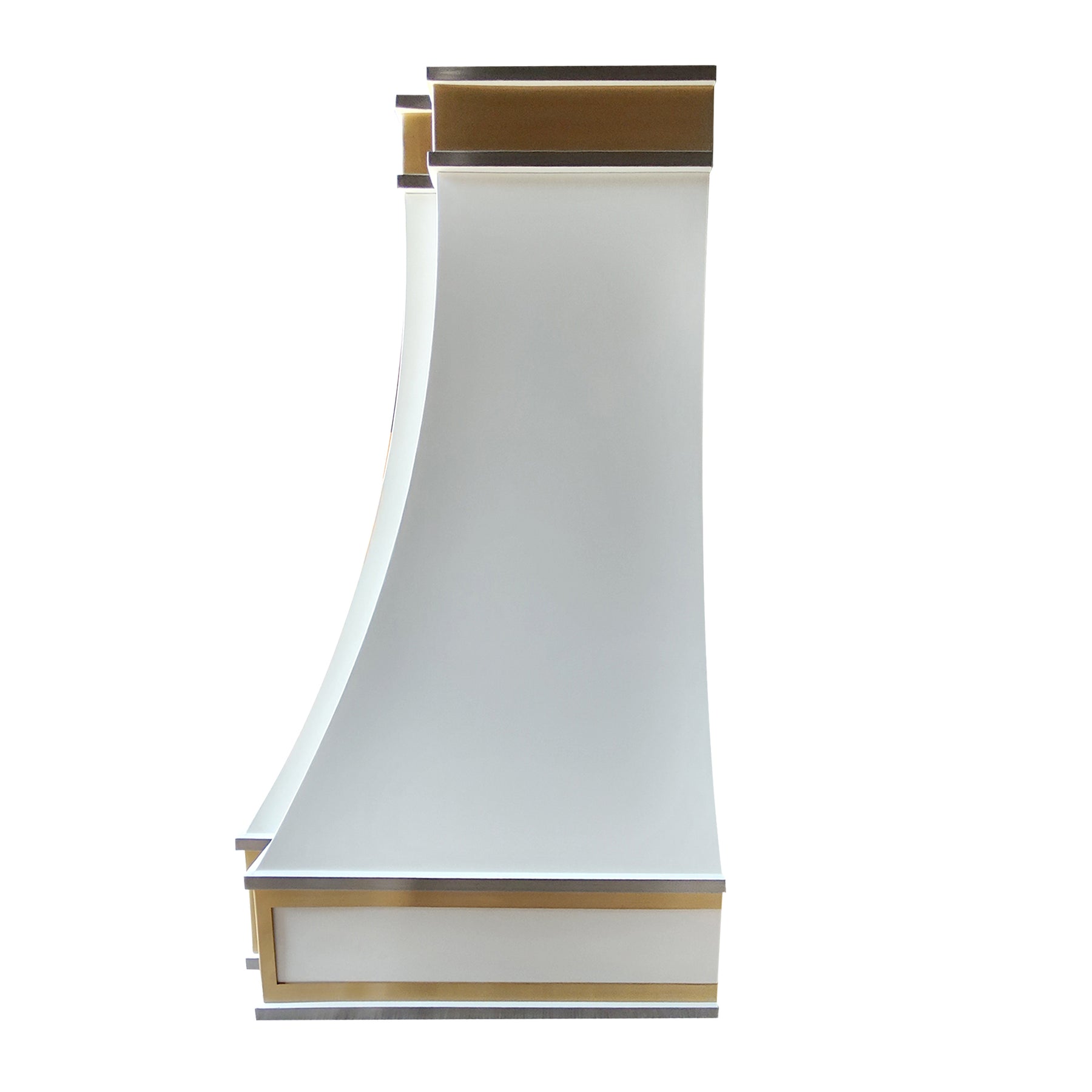 Fobest Custom White Stainless Steel Range Hood with Brass Upper Band FSS-201 - Fobest Appliance