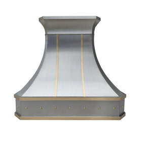 Fobest Classic Custom Stainless Steel Range Hood with brushed brass straps FSS-193 - Fobest Appliance