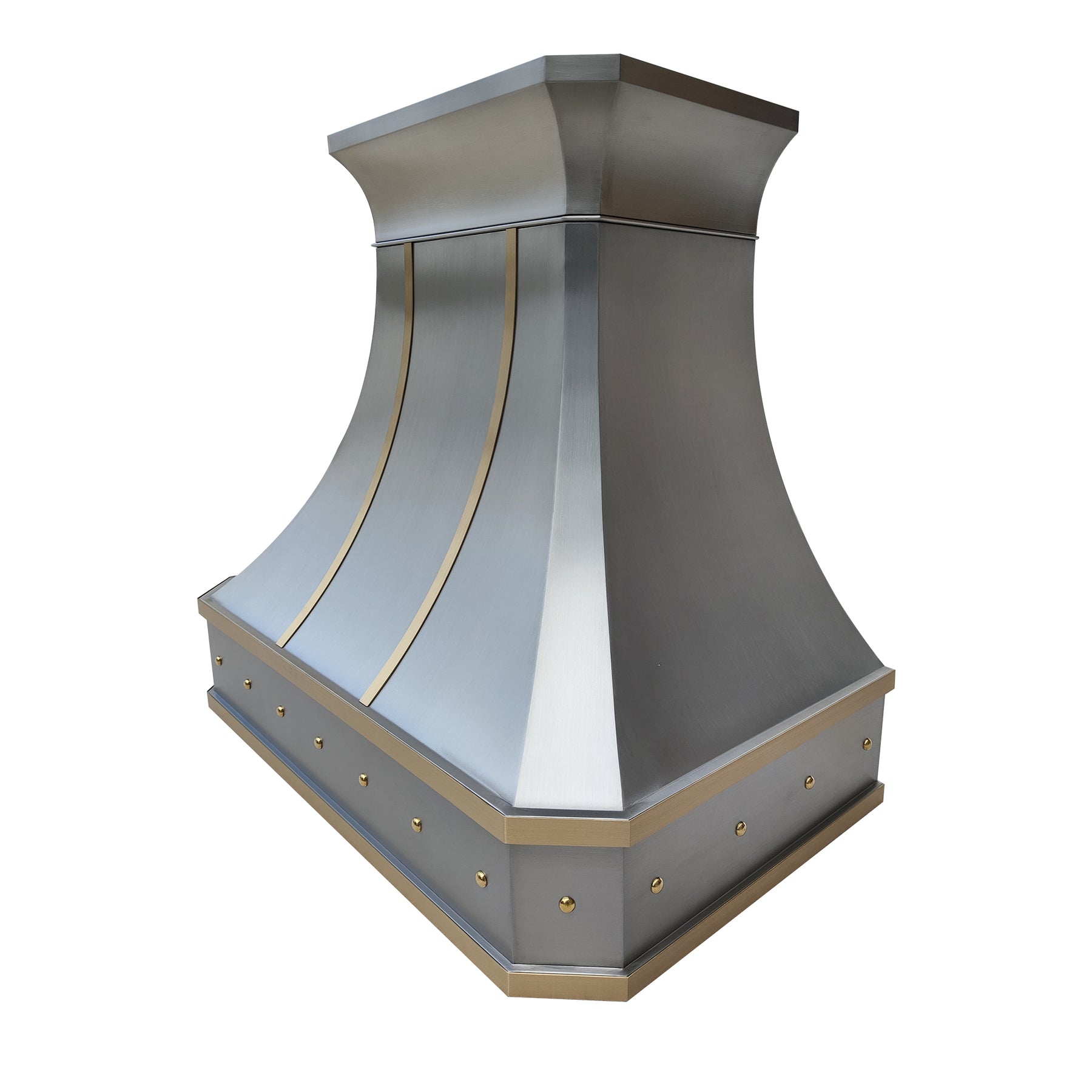 Fobest Classic Custom Stainless Steel Range Hood with brushed brass straps FSS-193 - Fobest Appliance