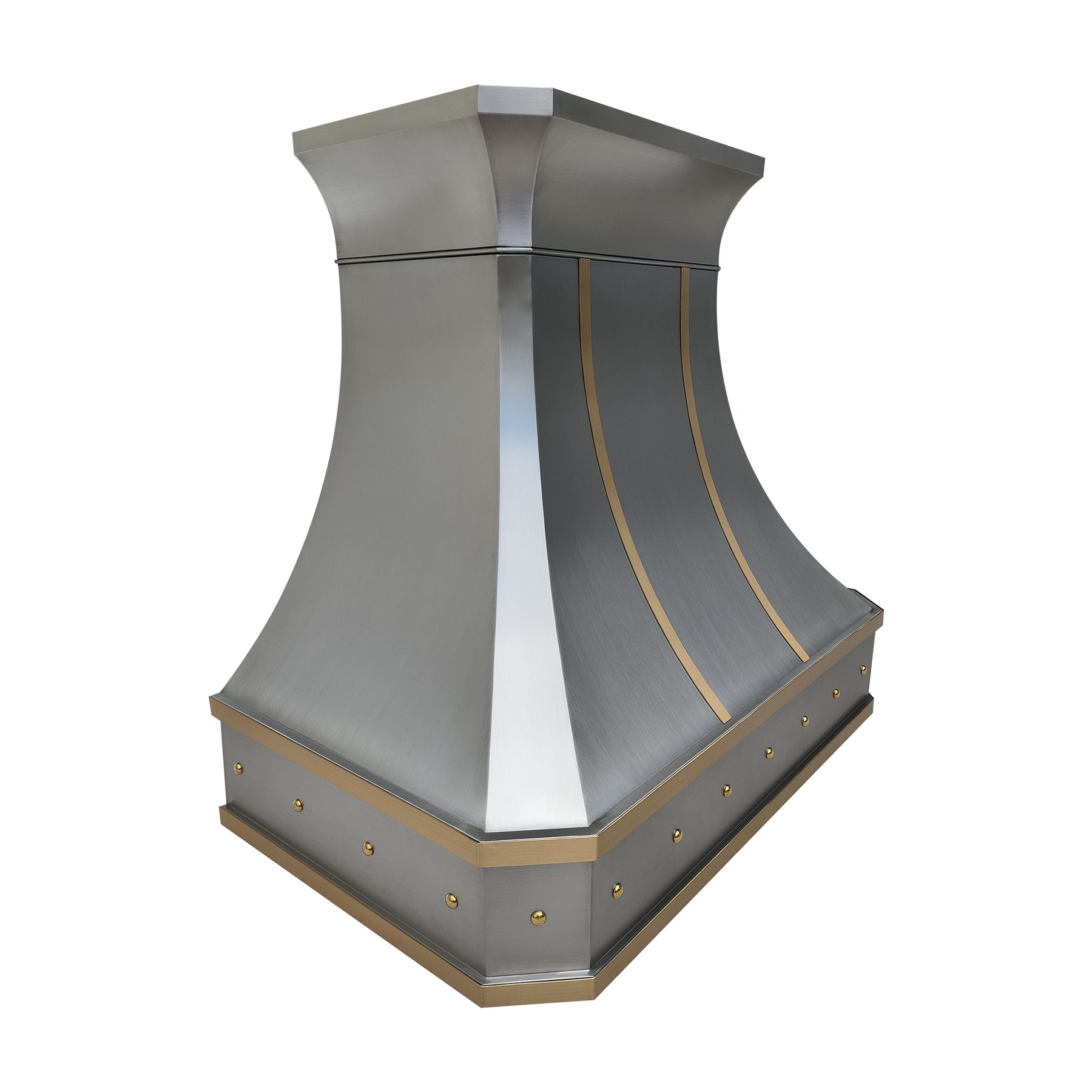 Fobest Classic Custom Stainless Steel Range Hood with brushed brass straps FSS-193 - Fobest Appliance