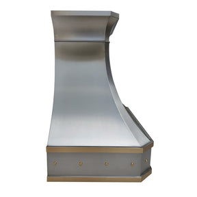 Fobest Classic Custom Stainless Steel Range Hood with brushed brass straps FSS-193 - Fobest Appliance