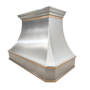 Fobest Custom Handcrafted Brushed Stainless Steel Range Hood with Horizontal Brass Strap FSS-44 - Fobest Appliance