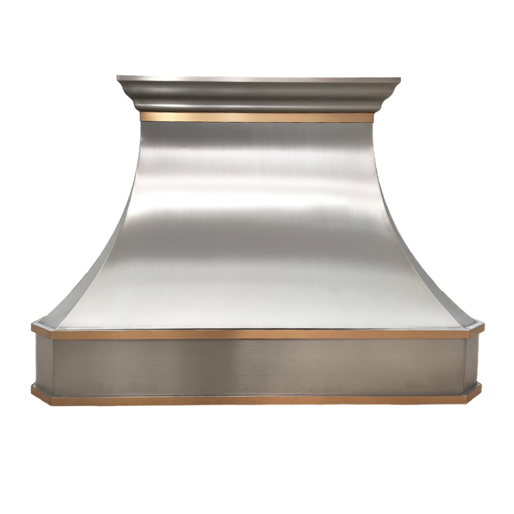 Fobest Custom Handcrafted Brushed Stainless Steel Range Hood with Horizontal Brass Strap FSS-44 - Fobest Appliance