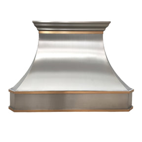 Fobest Custom Handcrafted Brushed Stainless Steel Range Hood with Horizontal Brass Strap FSS-44 - Fobest Appliance