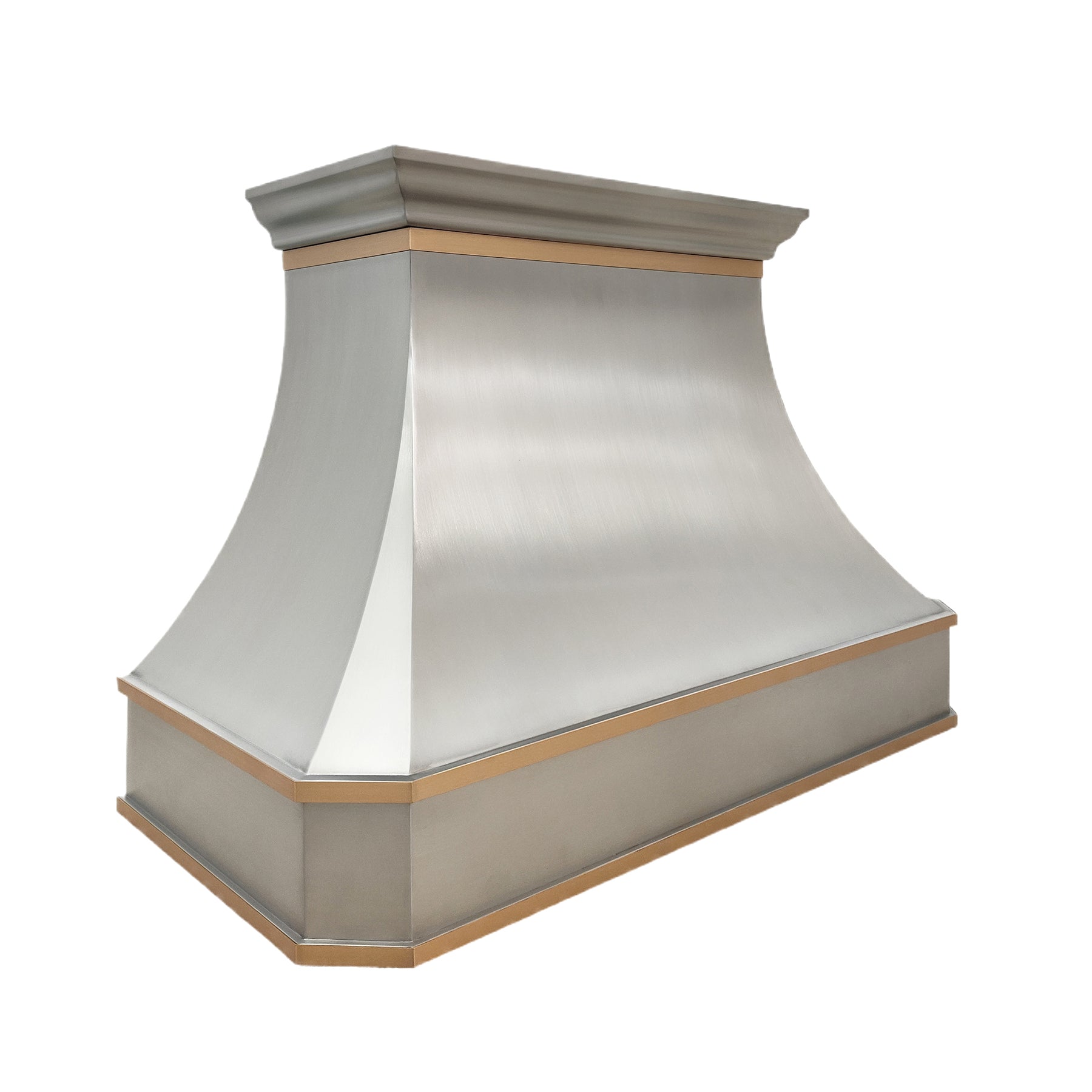 Fobest Custom Handcrafted Brushed Stainless Steel Range Hood with Horizontal Brass Strap FSS-44 - Fobest Appliance