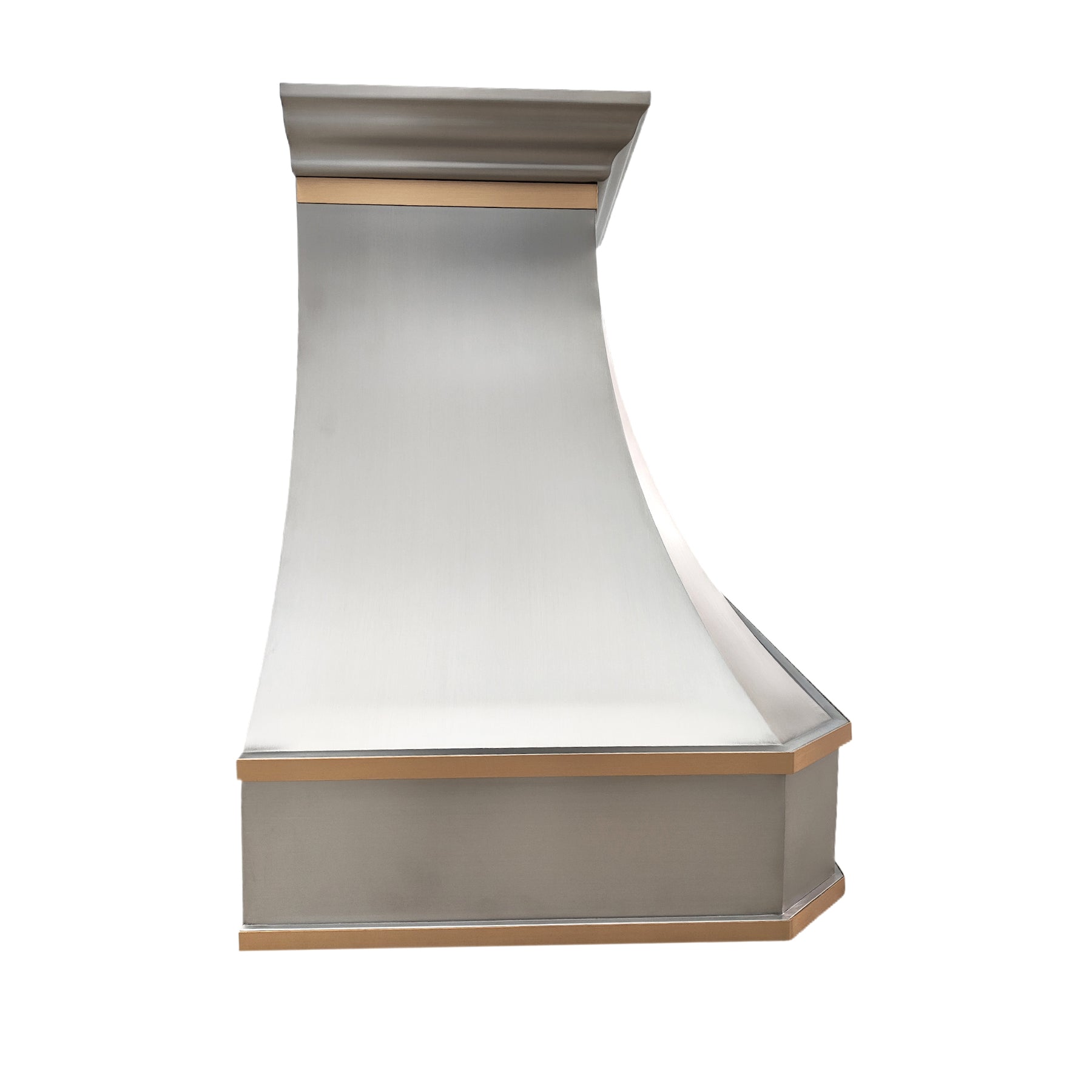 Fobest Custom Handcrafted Brushed Stainless Steel Range Hood with Horizontal Brass Strap FSS-44 - Fobest Appliance