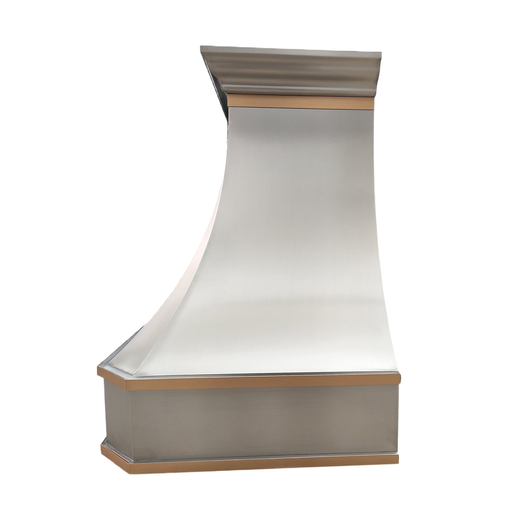 Fobest Custom Handcrafted Brushed Stainless Steel Range Hood with Horizontal Brass Strap FSS-44 - Fobest Appliance