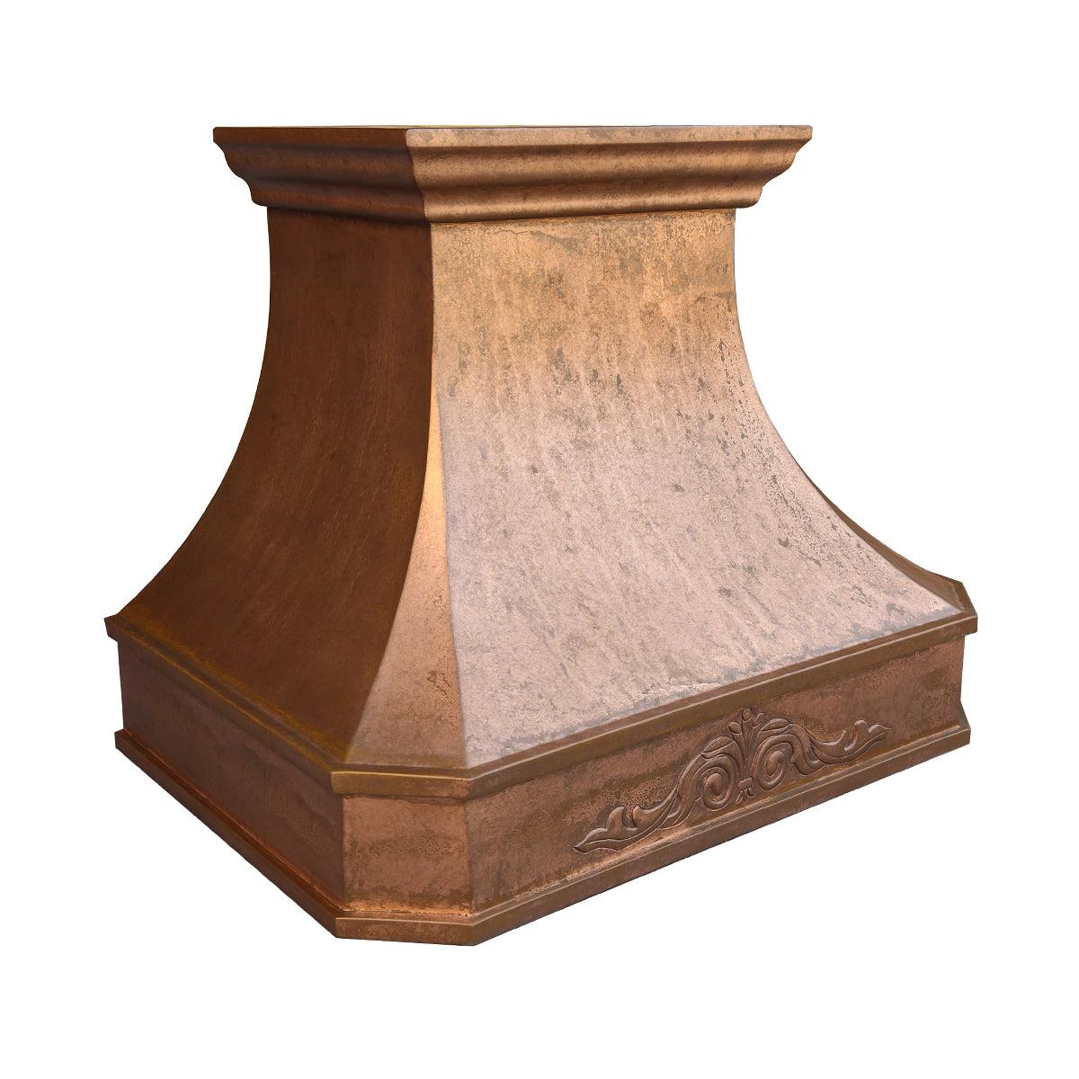 Fobest Handmade Custom Vintage Copper Range Hood with center apron design FCP-121 - Fobest Appliance