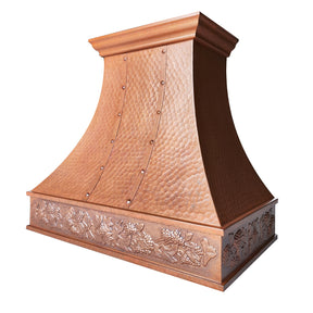 Fobest Custom Hammerd Vintage Copper Range Hood with Grapes Pattern Finish FCP-141 - Fobest Appliance