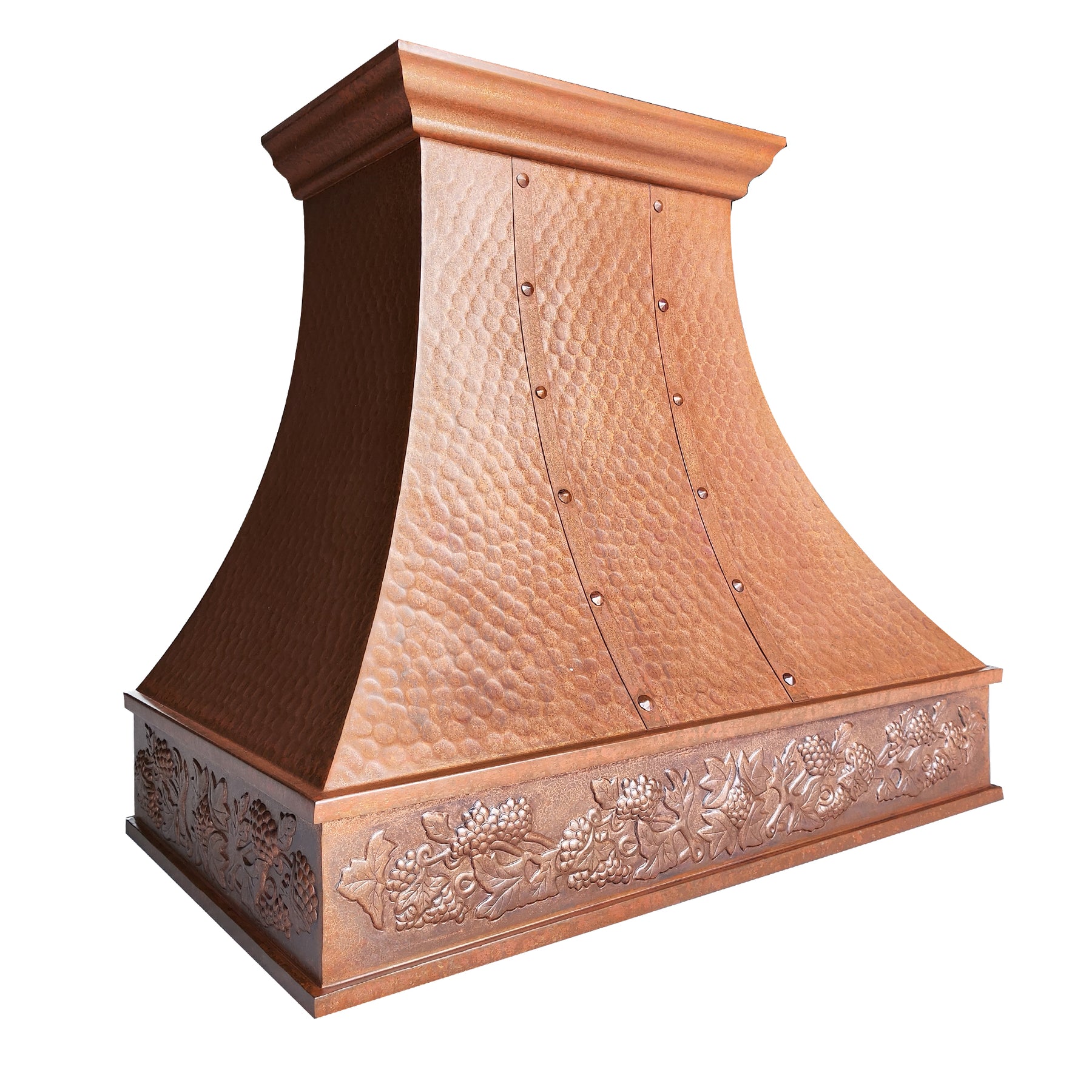 Fobest Custom Hammerd Vintage Copper Range Hood with Grapes Pattern Finish FCP-141 - Fobest Appliance