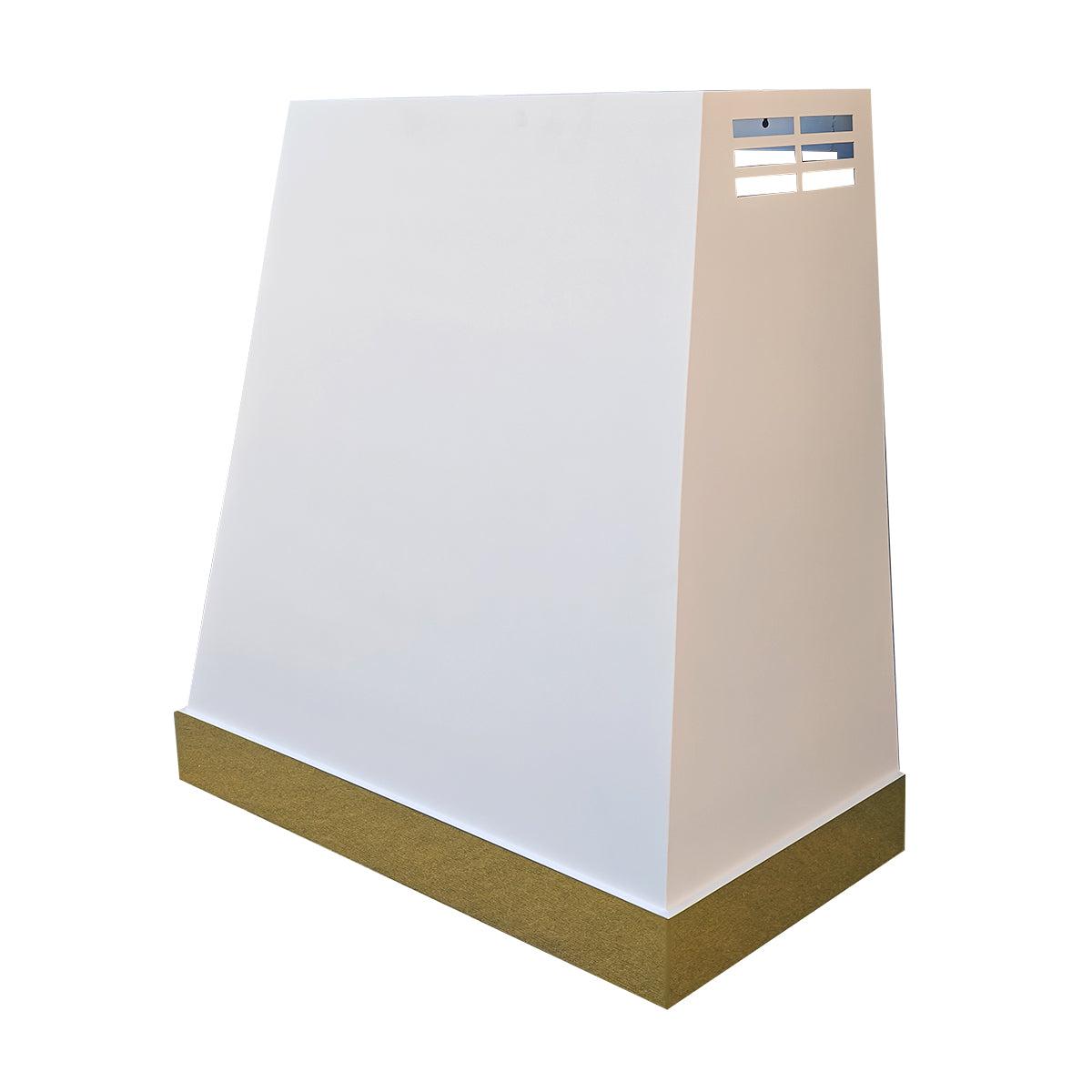 Fobest Custom White Kitchen Hood with polished brass accent FSS-176 - Fobest Appliance