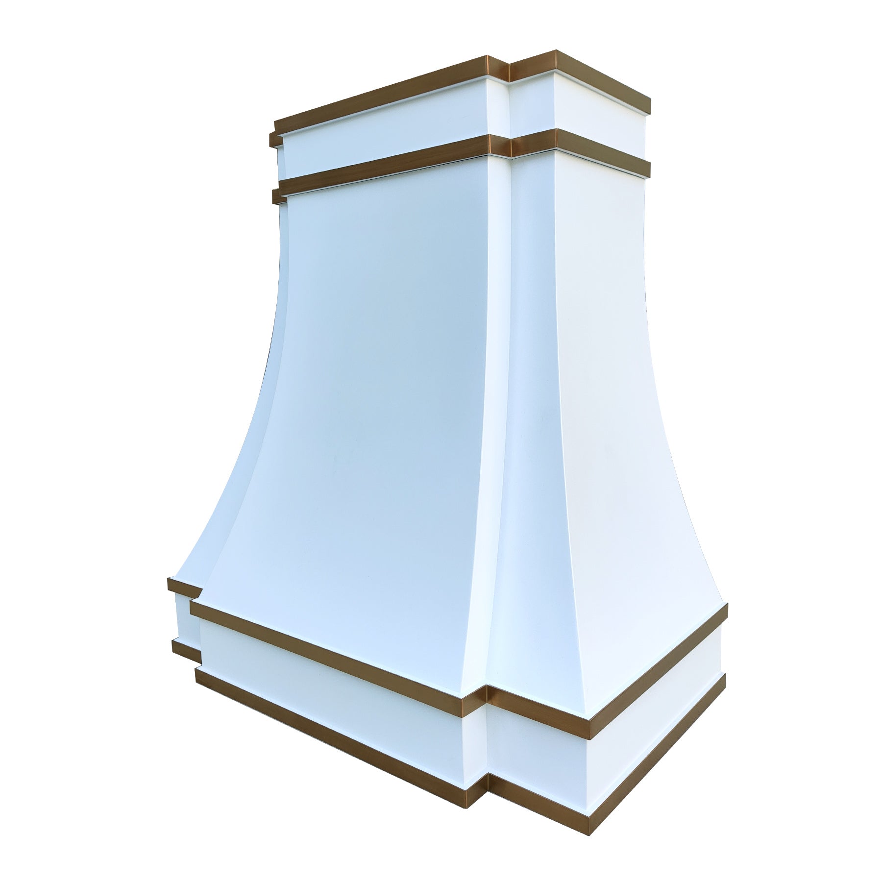 Fobest Custom White Range Hood with Brass Accent FSS-283