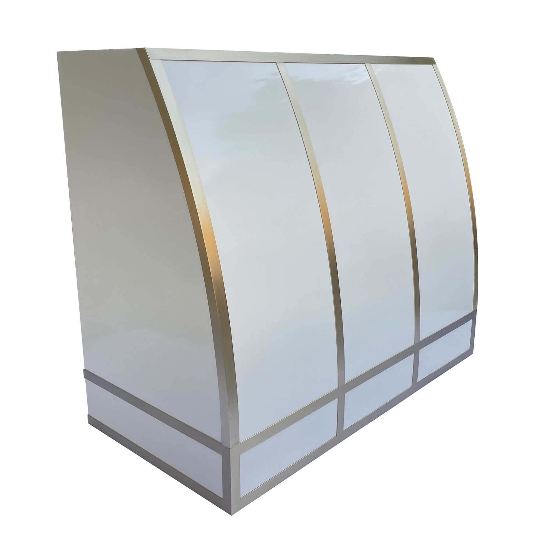 Fobest Barrel Design Custom White Stainless Steel Range Hood with Brass Trim FSS-46 - Fobest Appliance