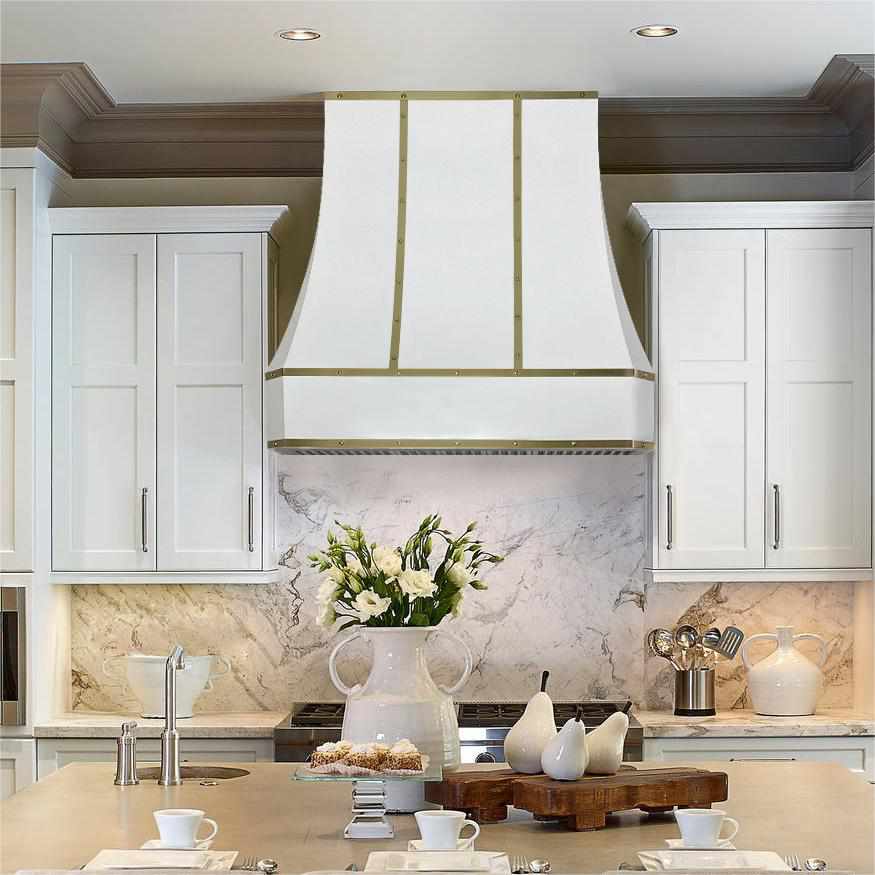 Fobest Custom White Stainless Steel Range Hood with Curved Corner FSS-29 - Fobest Appliance