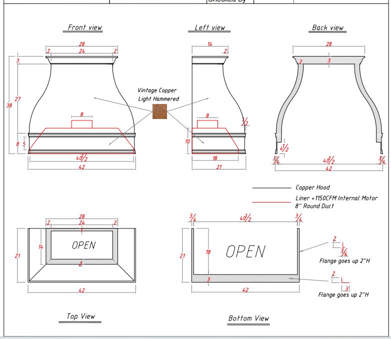 Fobest custom copper range hood - custom link for Pat Pfaffenbach - Fobest Appliance