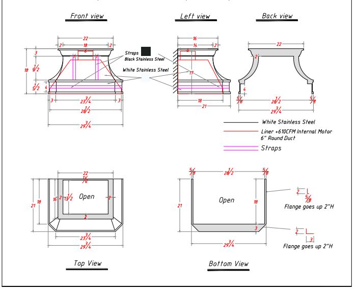 Fobest custom stainless steel range hood - custom link for Richard - Fobest Appliance