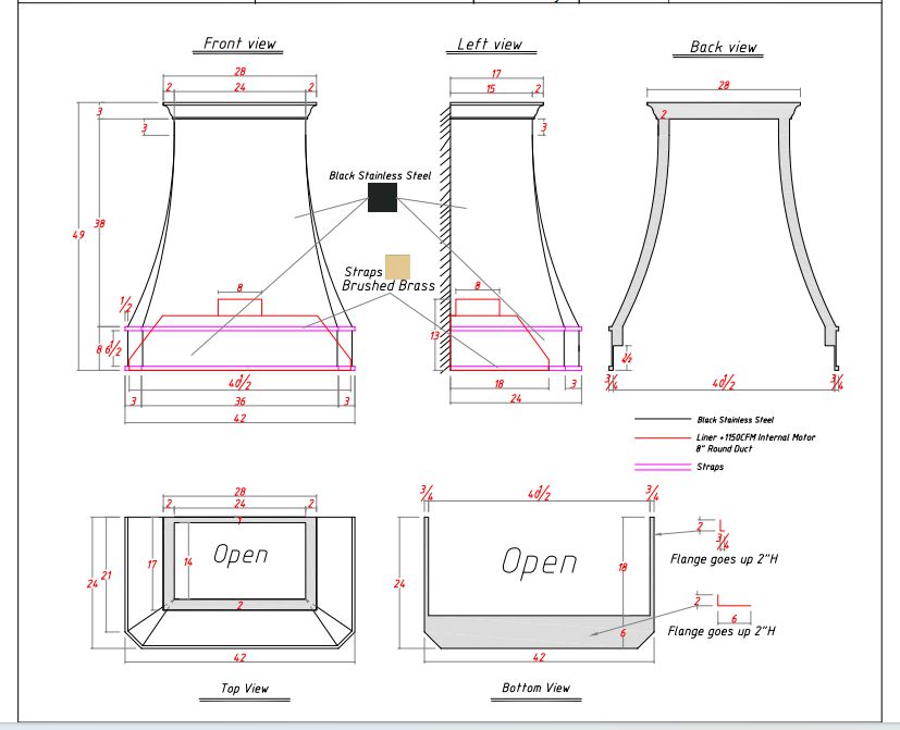 Fobest Custom Black Stainless Steel Kitchen Hood- FSS-172 - custom link for Melissa - Fobest Appliance