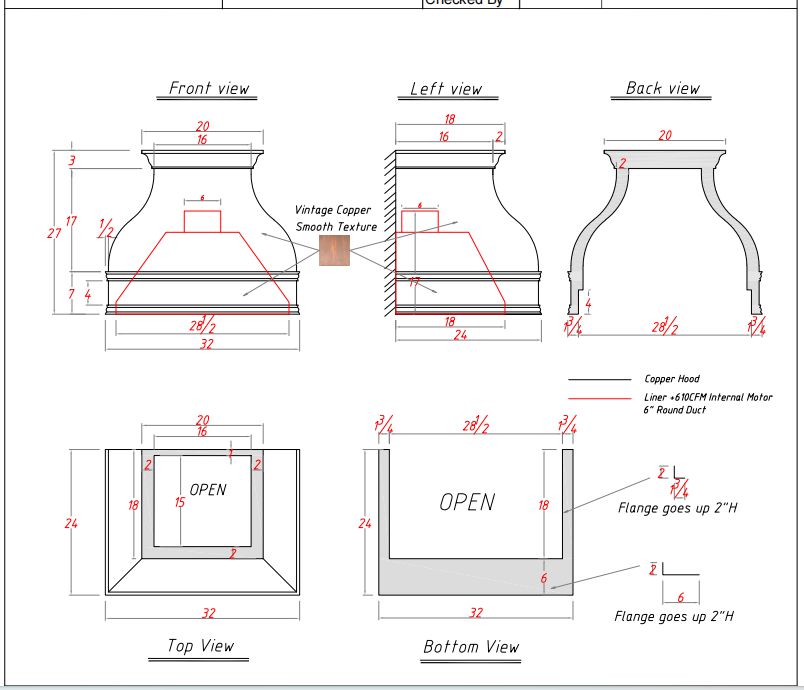 Fobest custom copper range hood - custom link for Eileen - Fobest Appliance