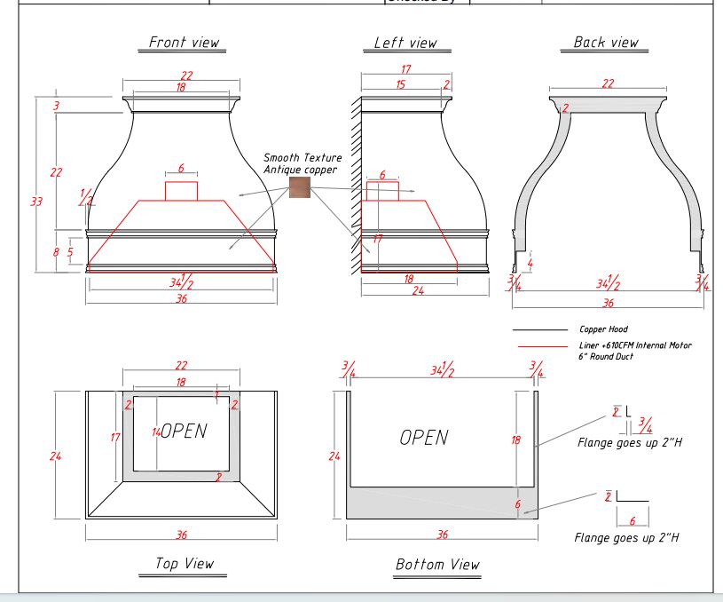 Fobest custom copper range hood - custom link for Paula Oneil - -Fobest Appliance