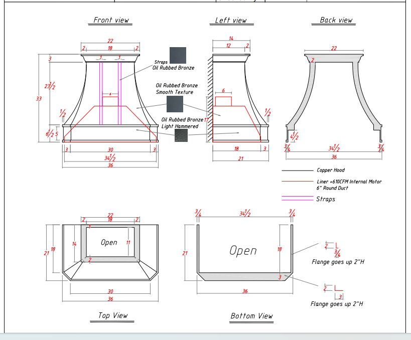 Fobest Copper Range Hood- FA1392 Price Difference-Custom Link for Barry R Gumerove