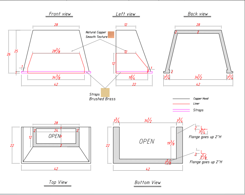 Fobest Custom Copper Range Hood - Custom Link for Michael Howett