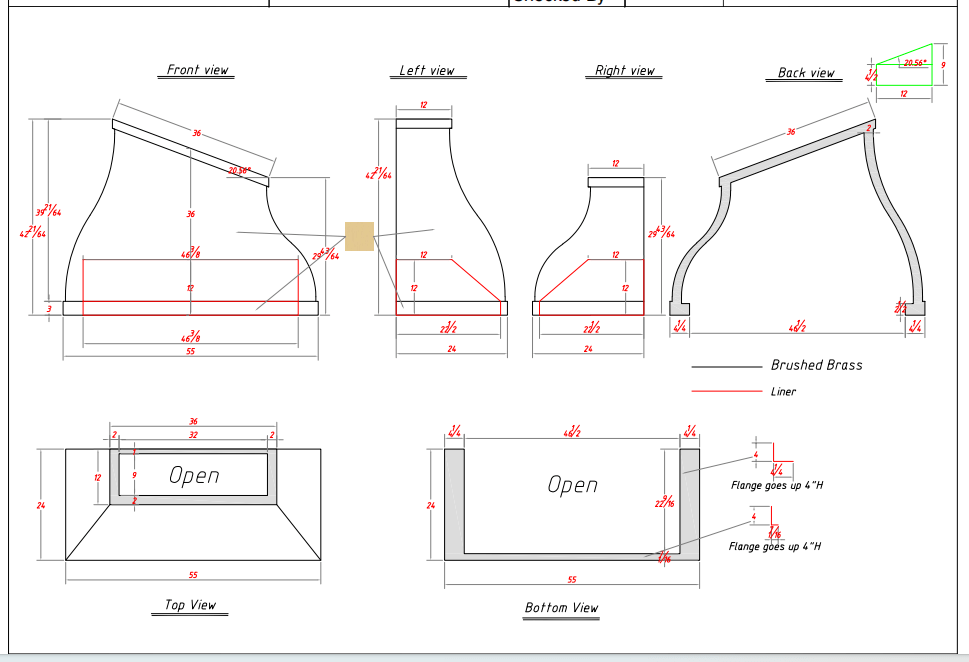 Fobest Custom Brass Range Hood - Custom Link for Cristy