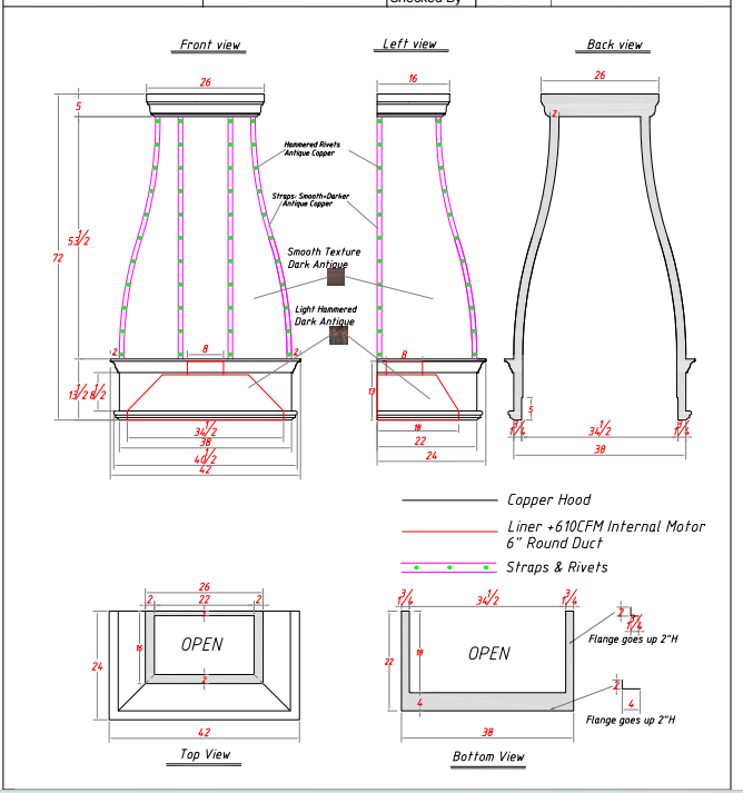 Fobest Custom Copper Range Hoods - Custom Link for Brad Mcbride