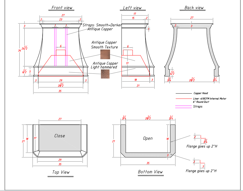 Fobest Custom Copper Range Hood - Custom Link for Dave Thompson